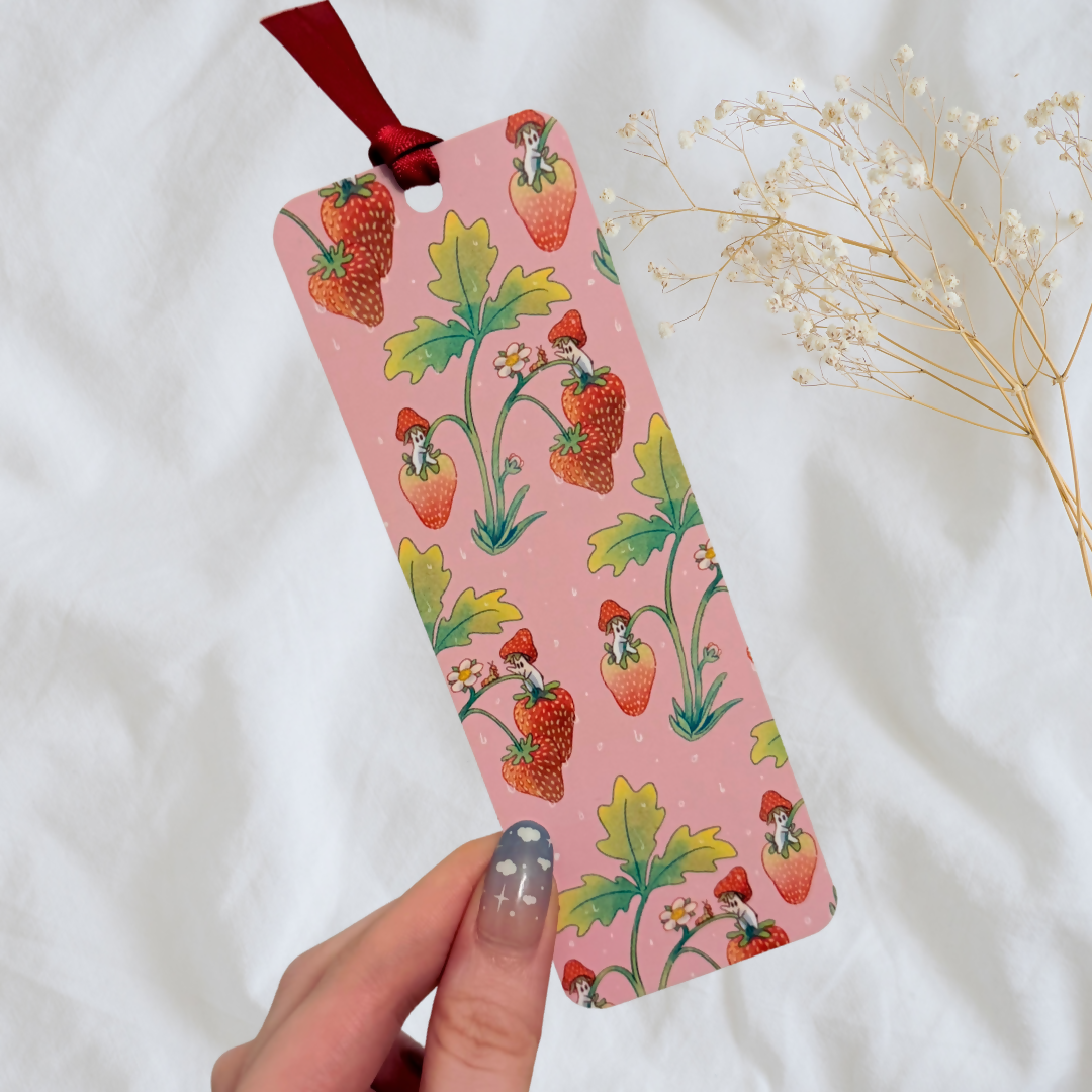 Strawberry Pink Mushroom Bookmark