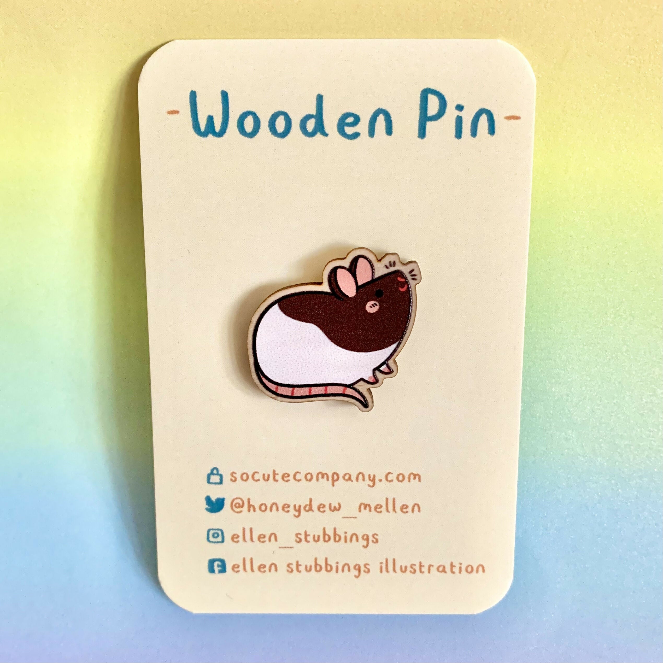 Wooden Rat Pin
