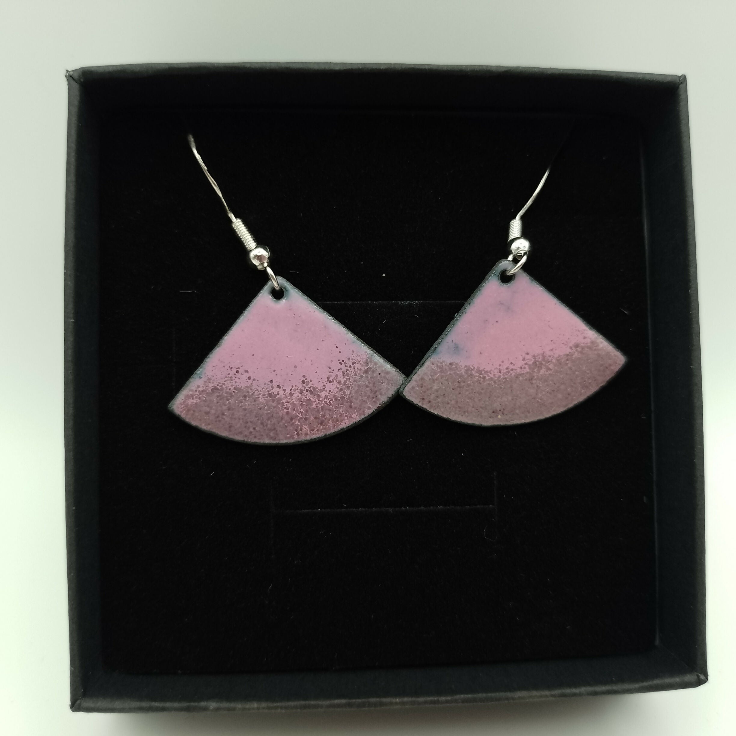 Pink and Purple Fan Enamel Earrings