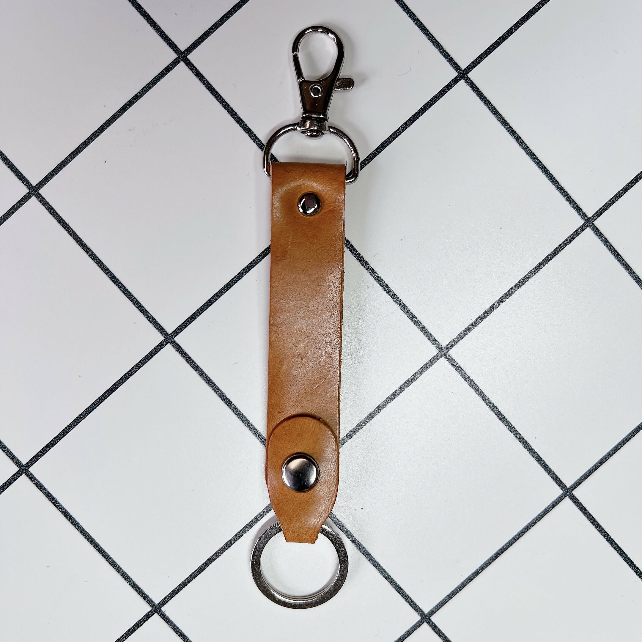 LoopLock Leather Keychain (Silver-tone Hardware)
