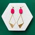 Vickie Hot Pink Polymer Clay & Gold Geometric Drop Statement Earrings