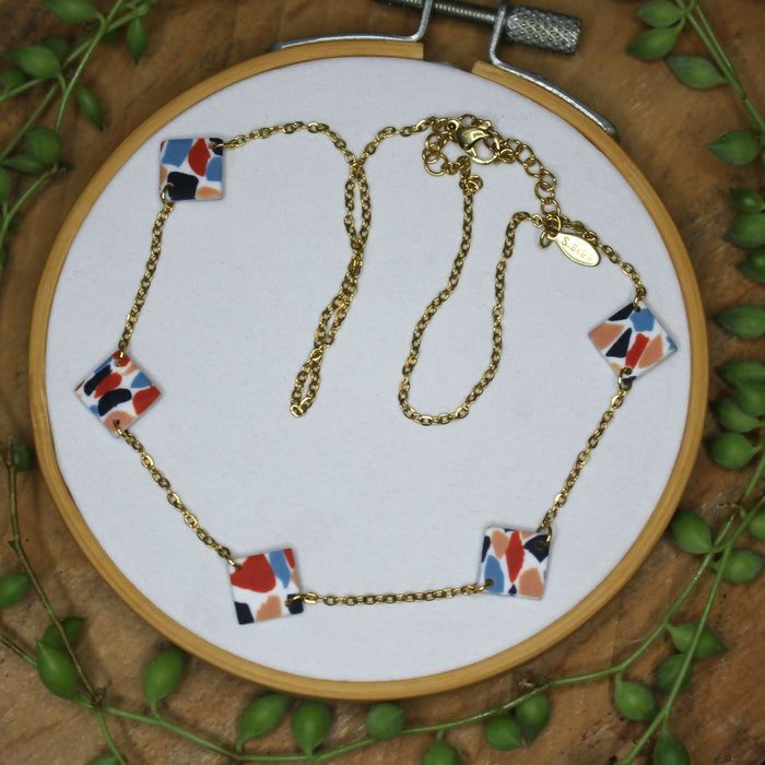 Mosaic Square Bead Necklace