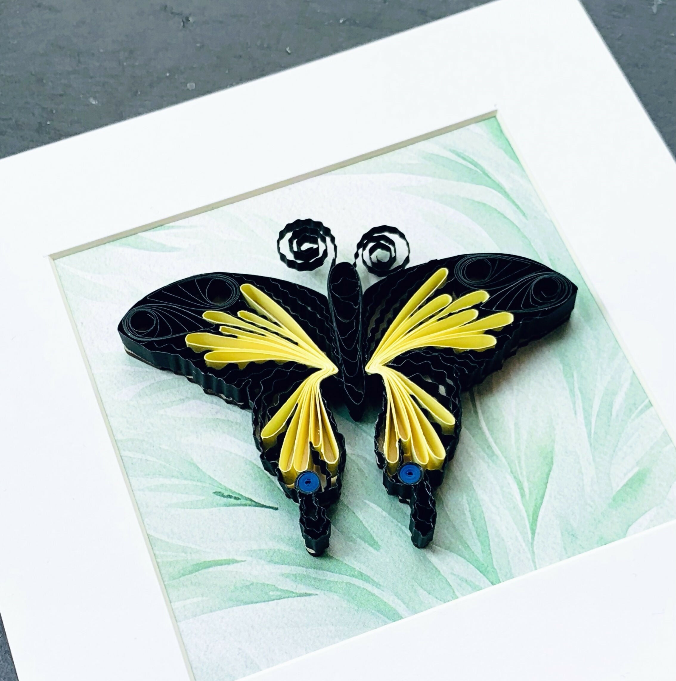 Handmade Paper Quilling Butterfly with White Framed