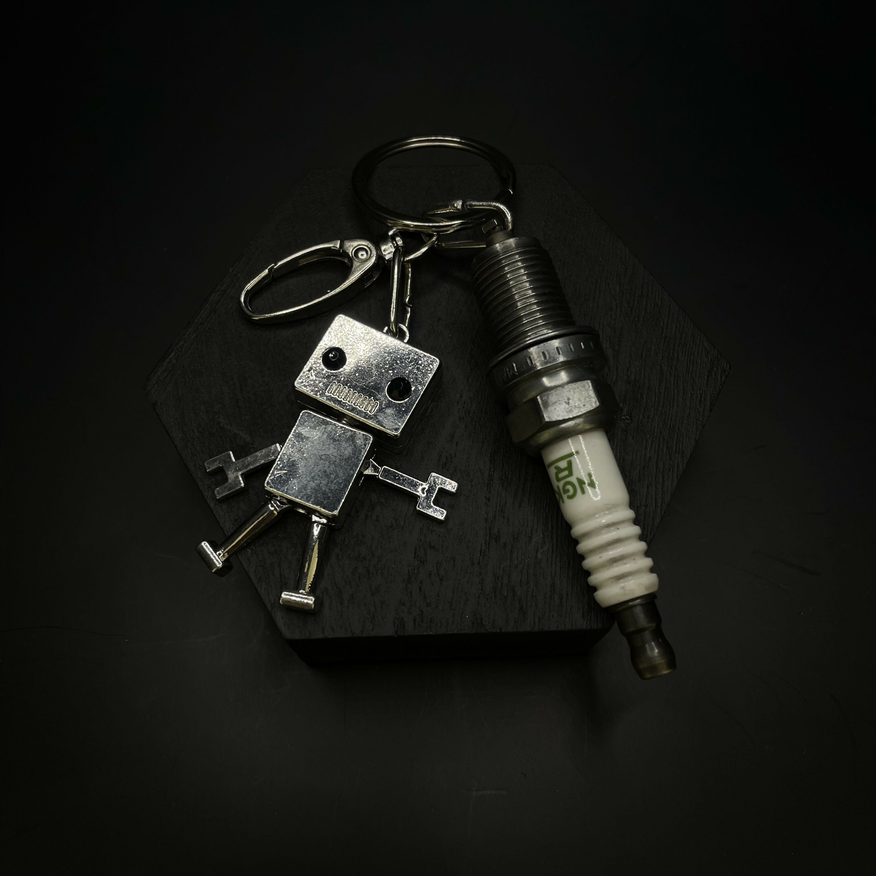 Spark Plug & Robot Keyring