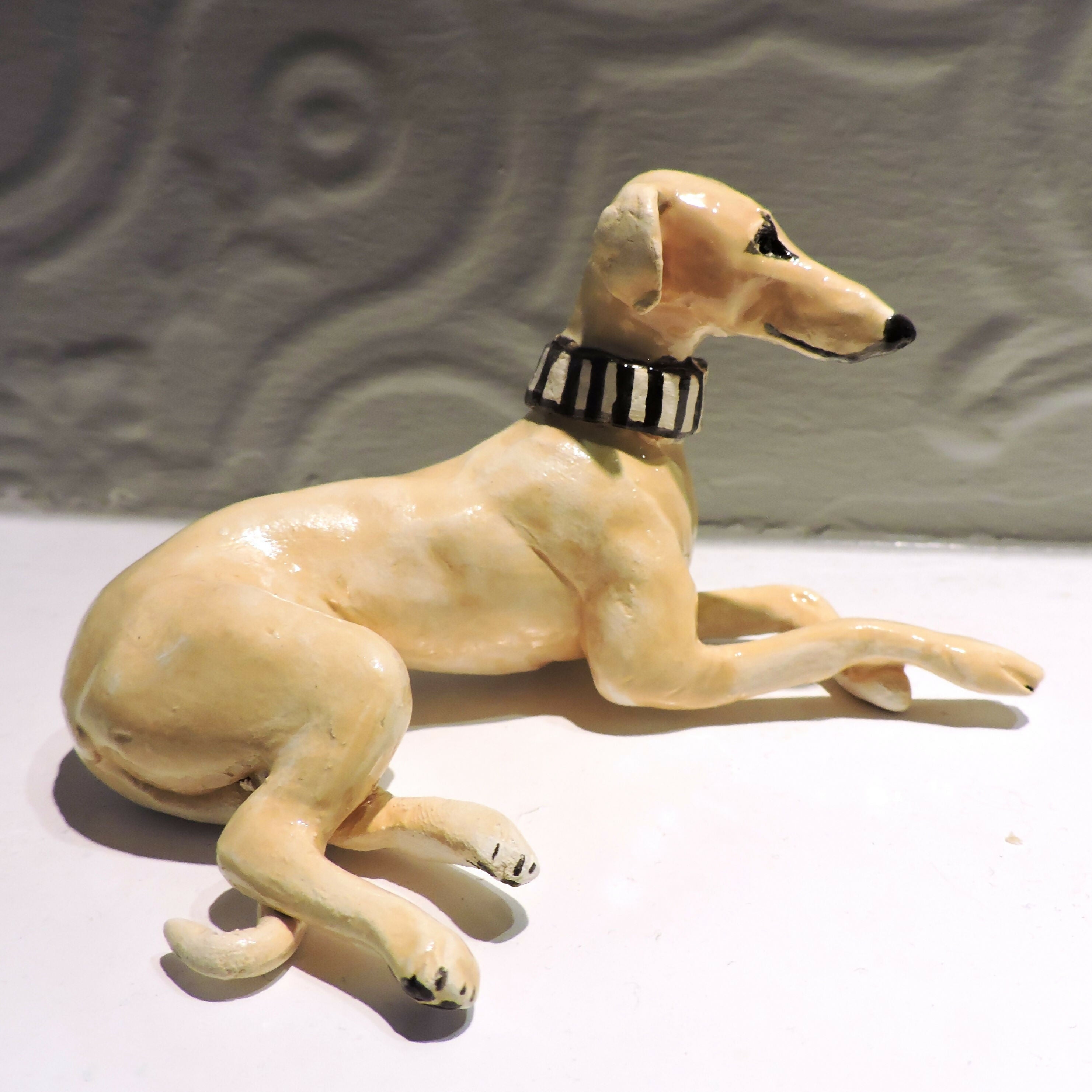 Ceramic lurcher dog sculpture