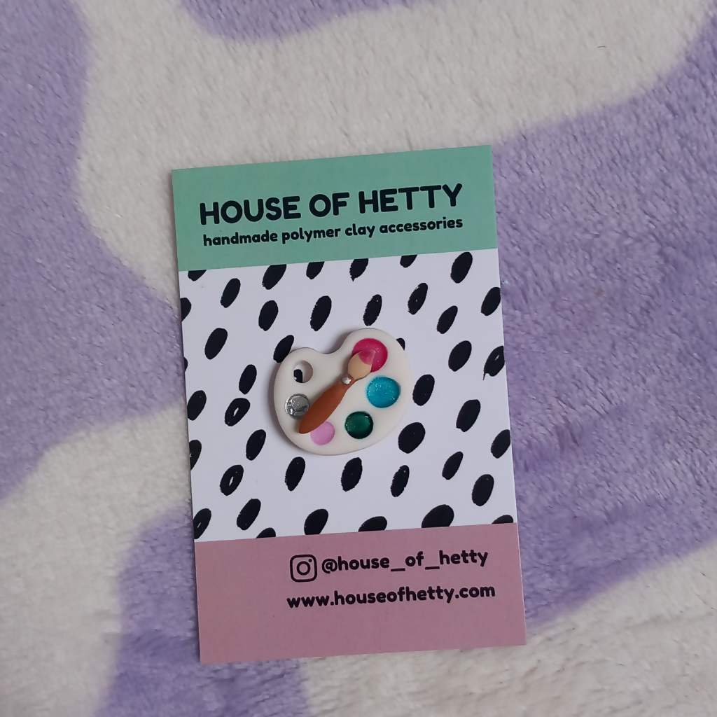 Polymer Clay Paint Palette Pin Badge