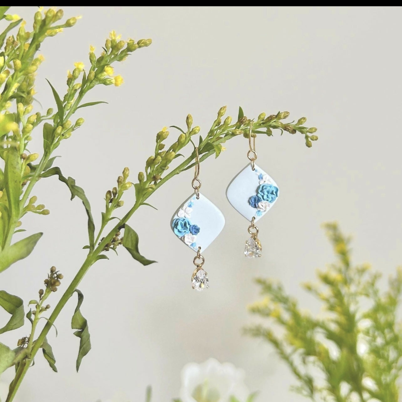 Purple or Blue Flower Earrings