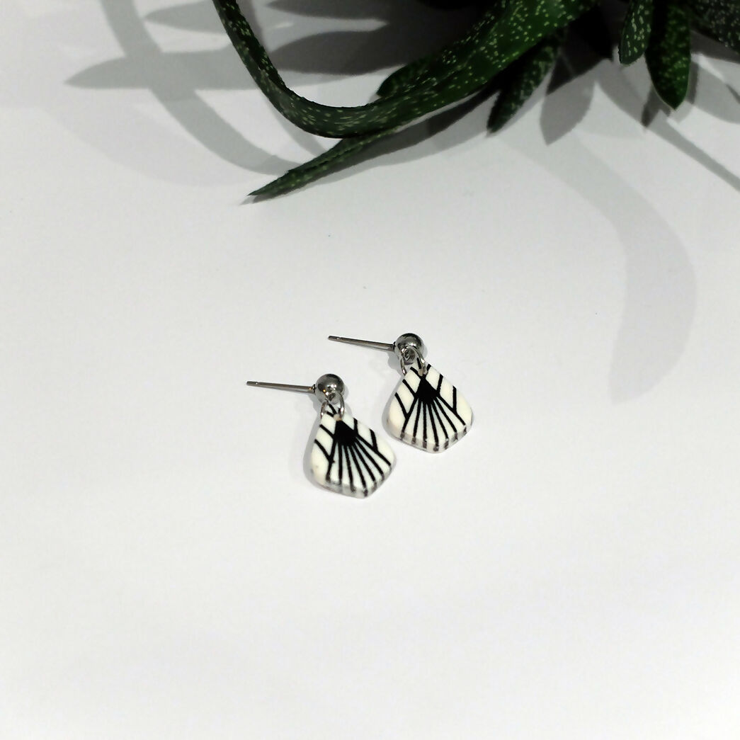 Art Deco Dangle Earrings - Handmade Polymer Clay - Polly Plant