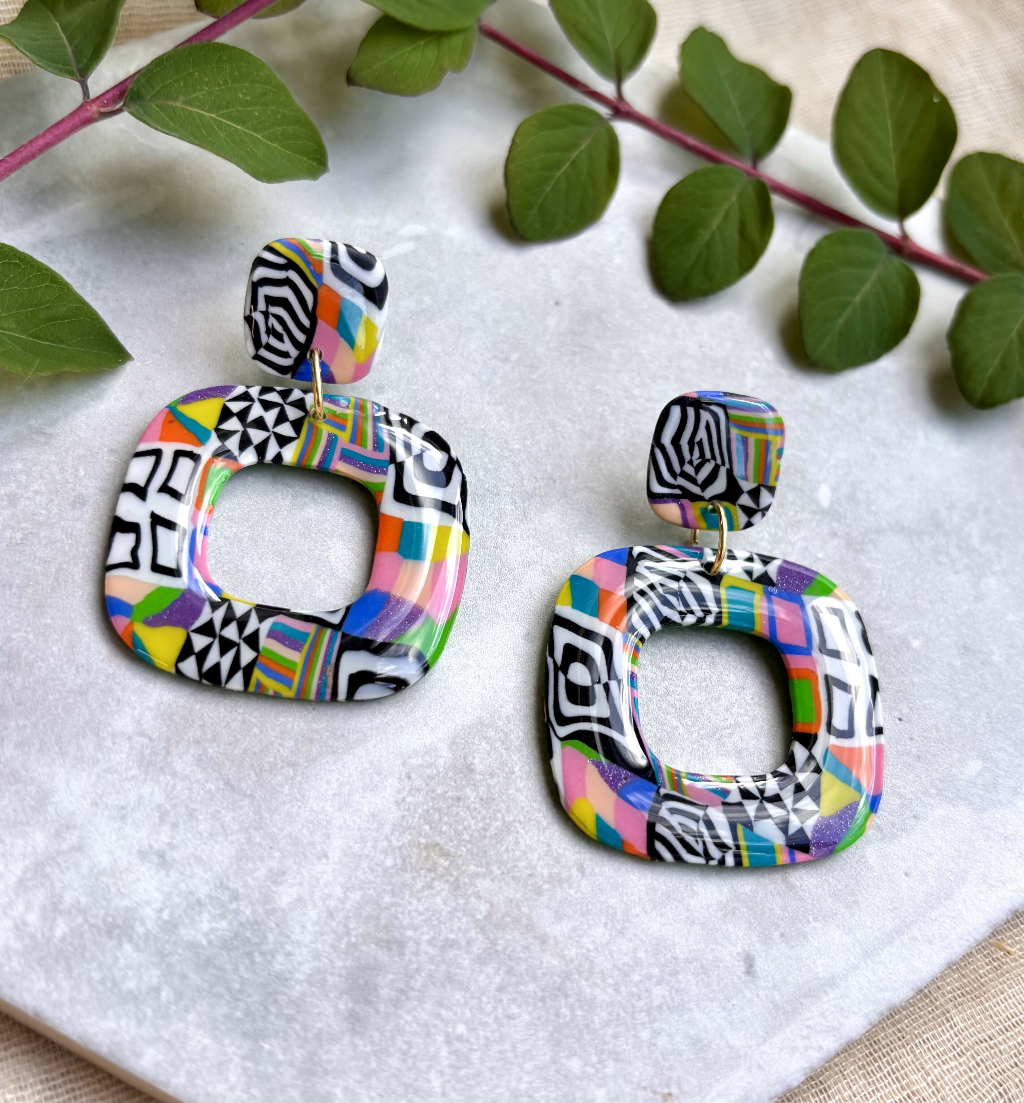 Funky Pattern Collection - Square Polymer Clay Earrings