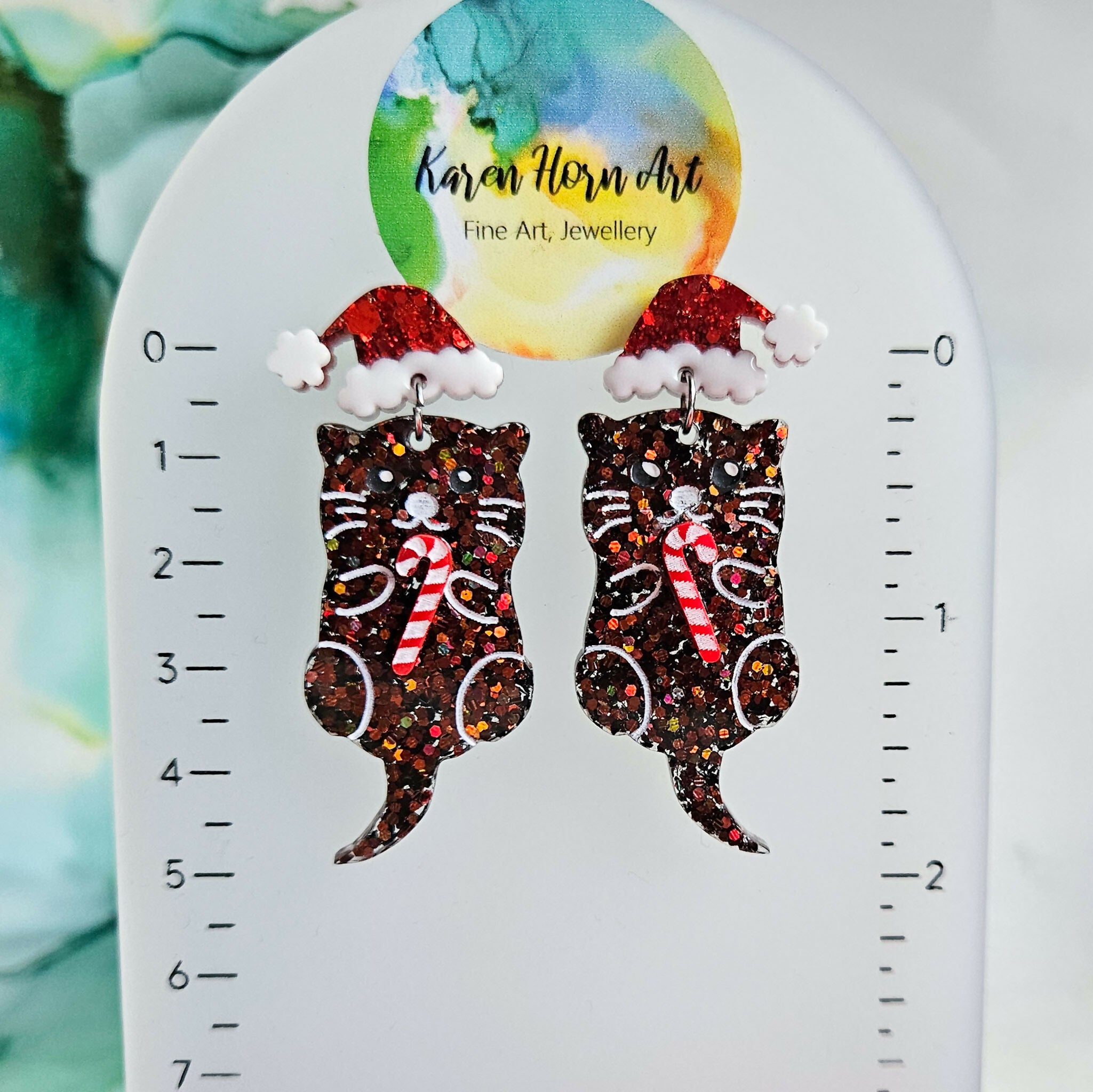 Handmade Christmas Otters Resin Earrings