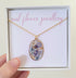Real Flower Oval Sea Foam Blue Necklace Gold Plated