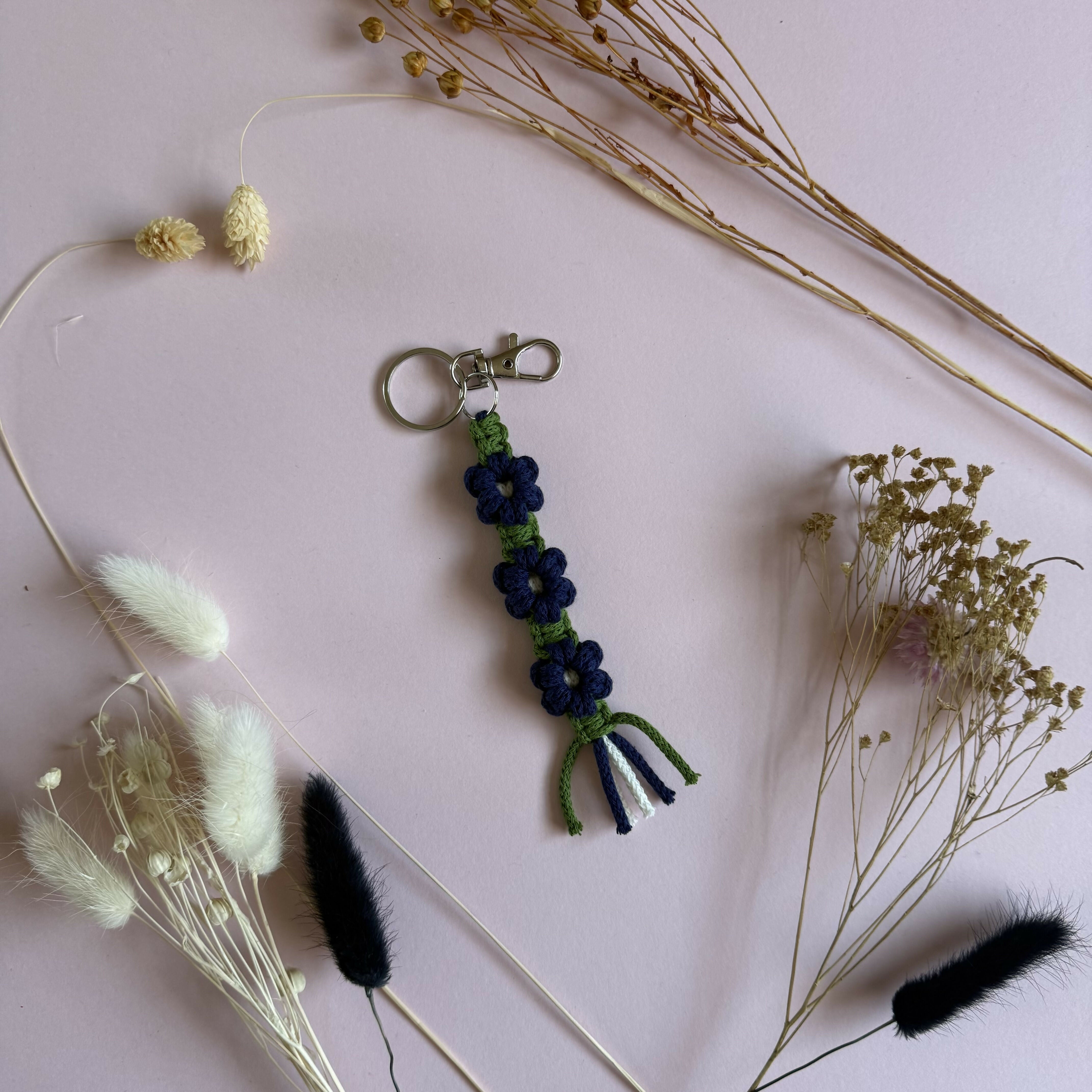 Iris Macrame Flower Keyring