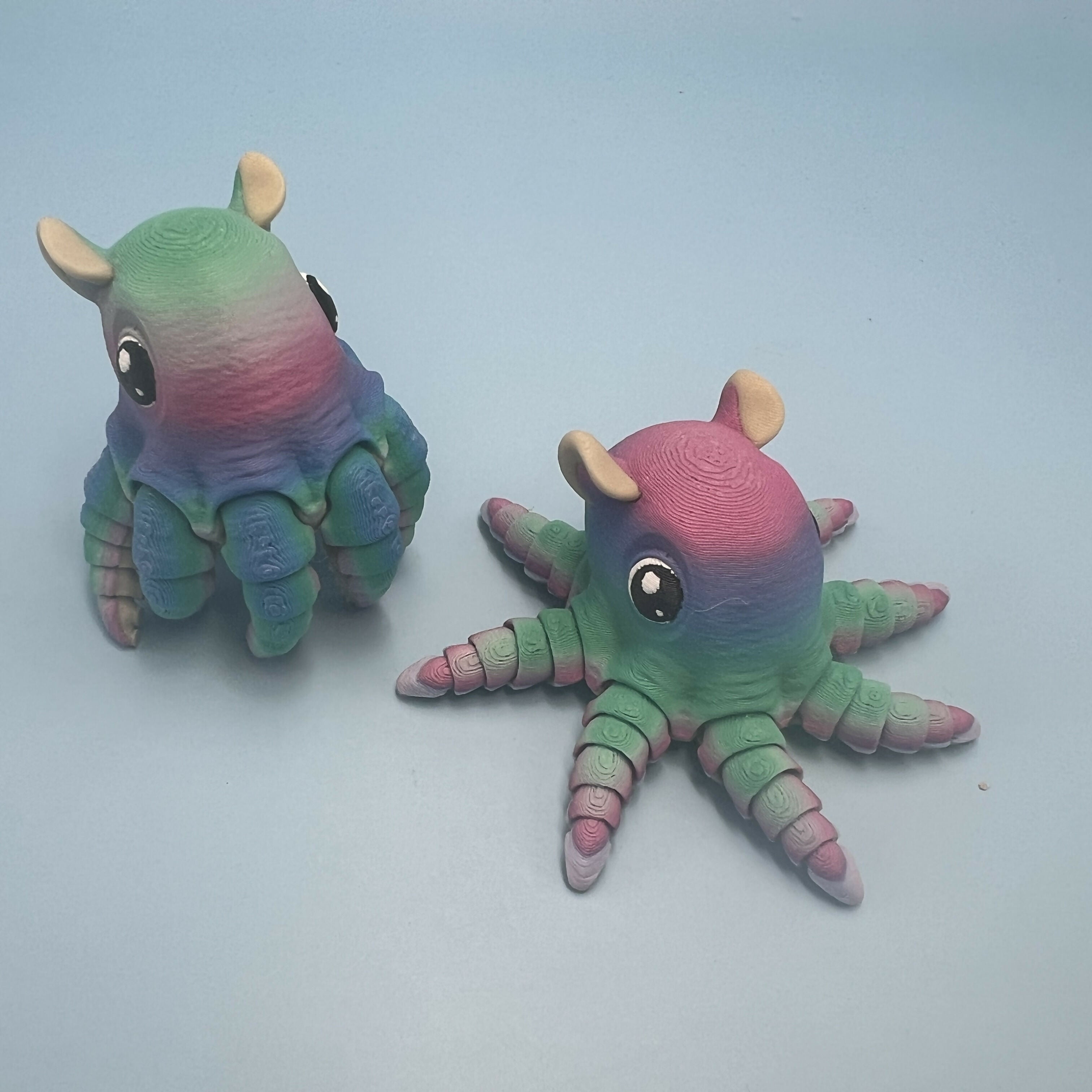 3D Printed MEDIUM: Articulated Sensory Fidget Animals friends Flapjack (Purple/Blue/Teal Spectrum) (Orange) (Green/Blue/Peach) 9cm