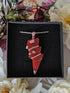 Carnelian Wire Wrapped Crystal Lightning Bolt Necklace on Sterling Silver Chain
