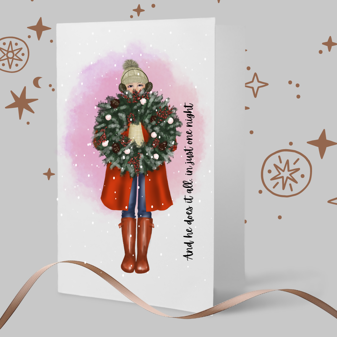 Christmas Card - Mother Christmas Wreath