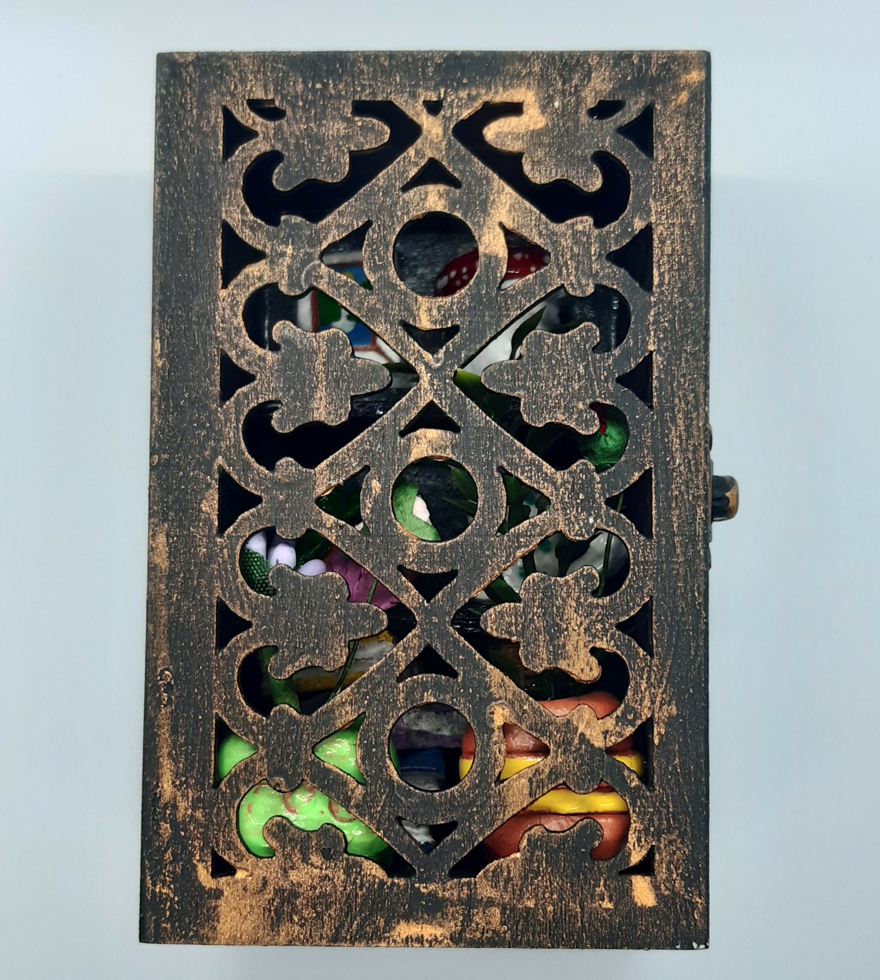 Bookcase Diorama Clay Trinket Filled Wooden Box