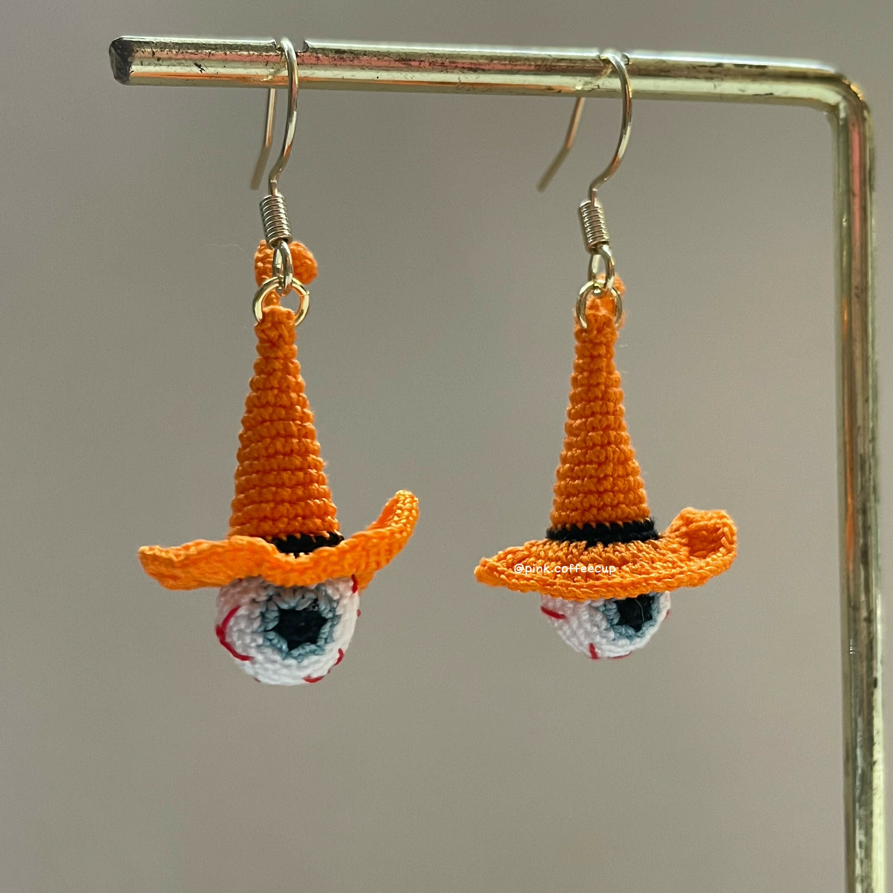 Micro Crochet Halloween Eyeballs Drop and Dangle Earrings