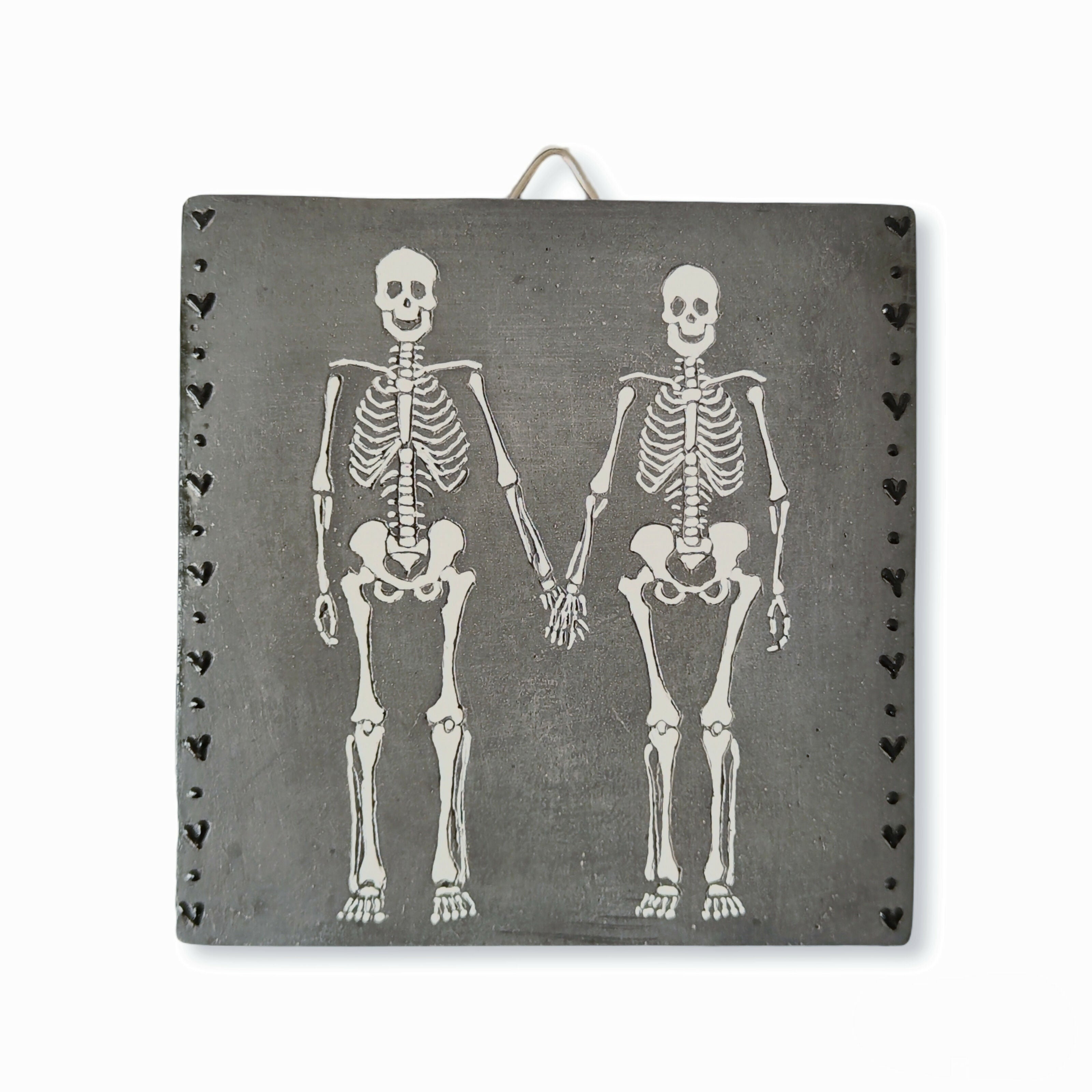 Lovers' Skeletons / Original Artwork / Ready-to-hang Relief Wall Art / Limited Edition of 25