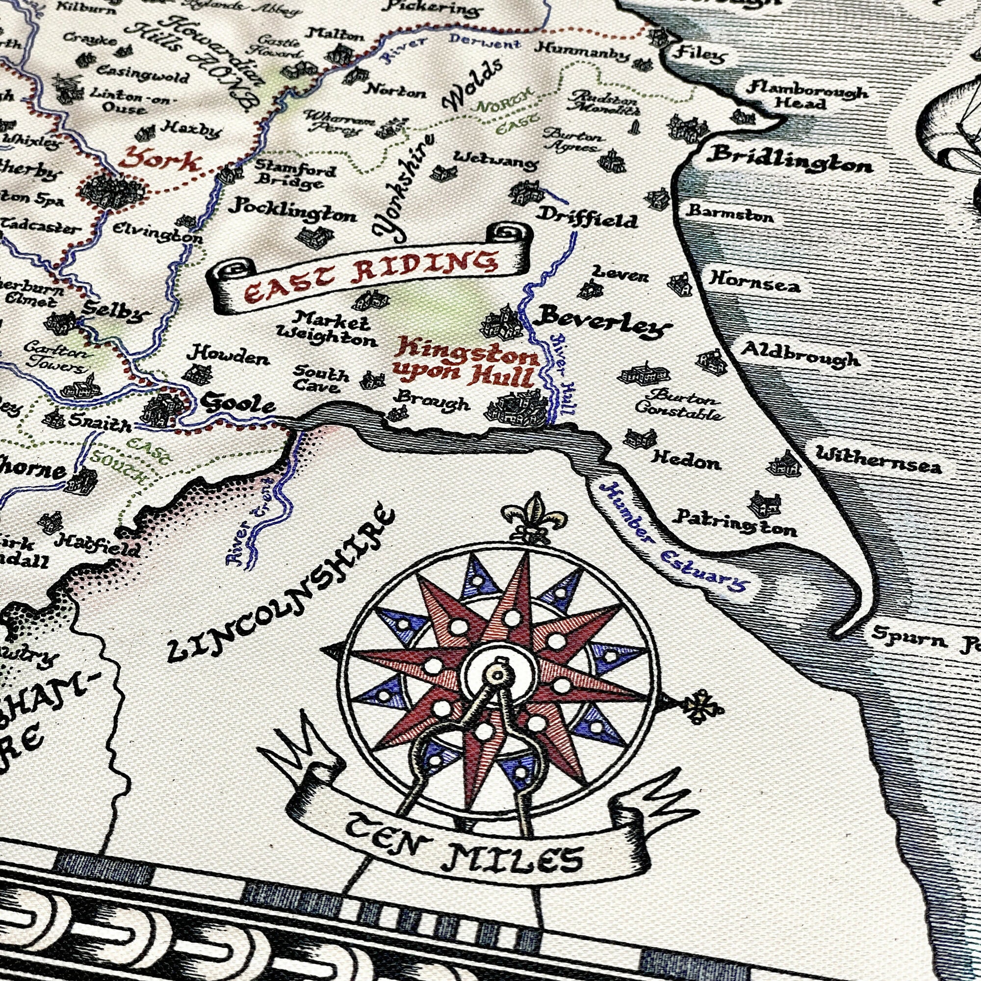 Yorkshire Ridings Map Tea Towel