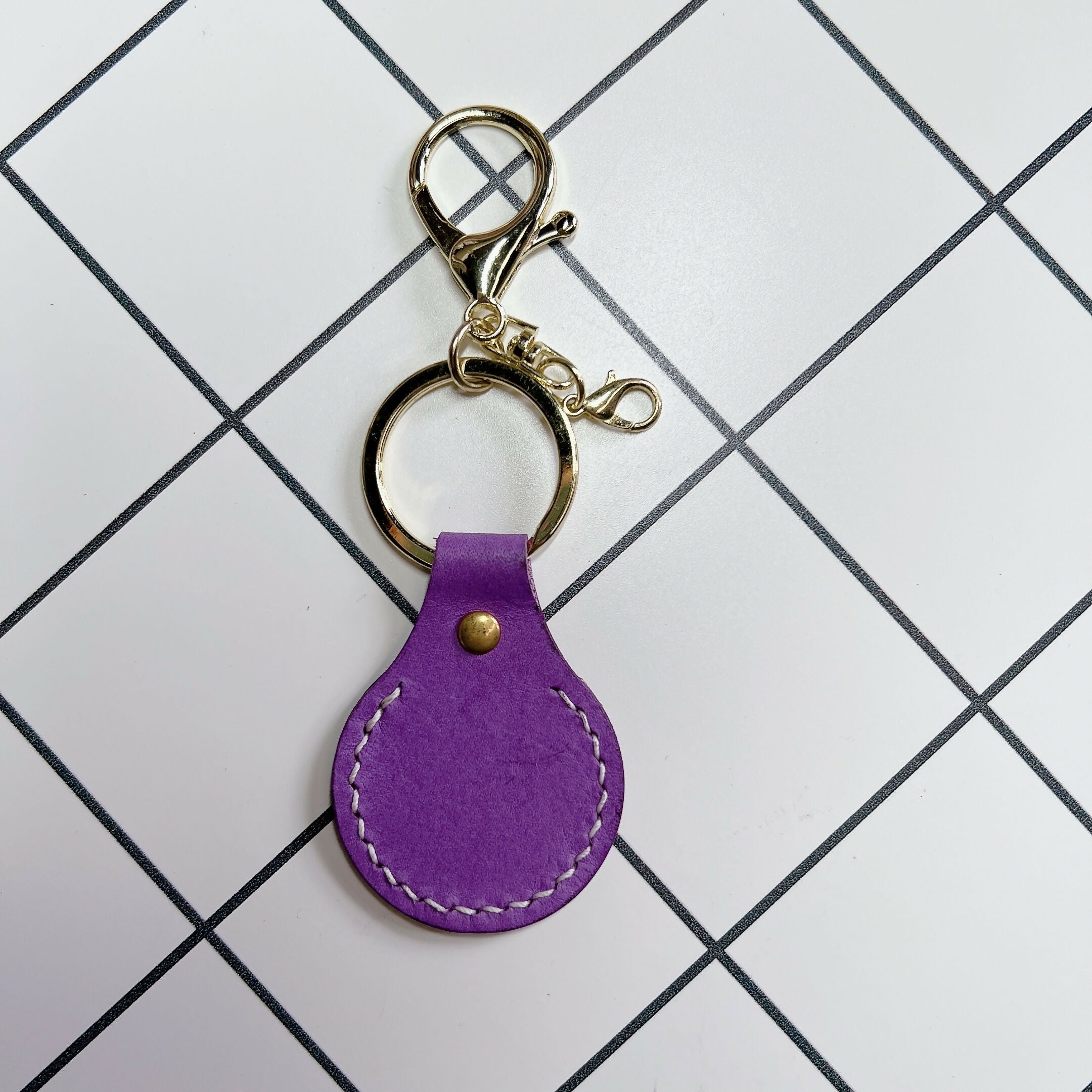 Curved Leather Keyring - Blank