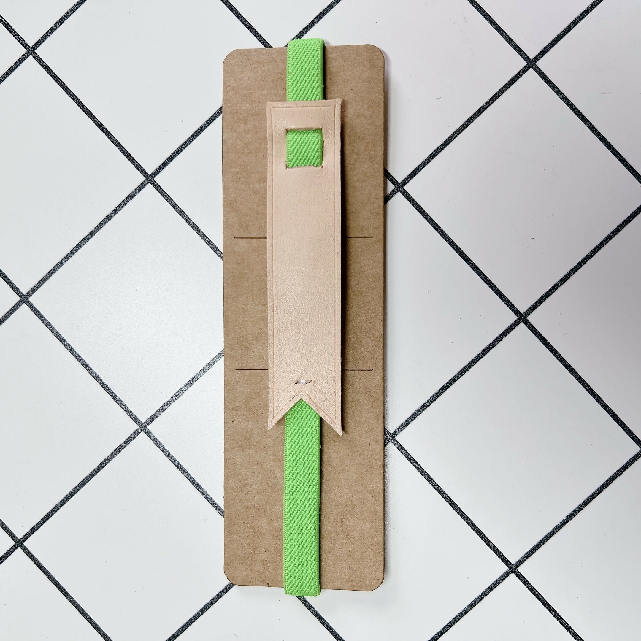 Rubber Strap Leather Elastic Bookmark - Blank