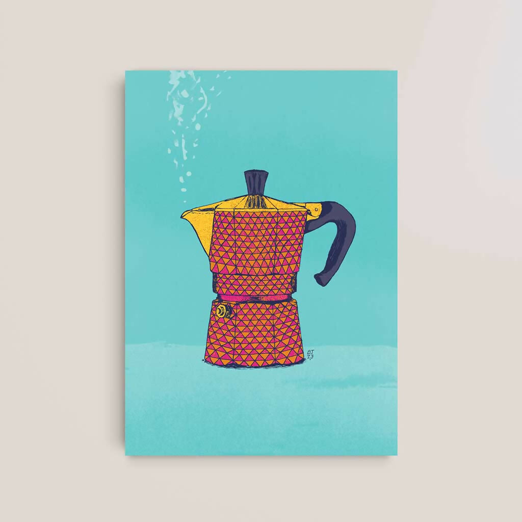 Moka Pot Art Print – Retro Kitchen Wall Art