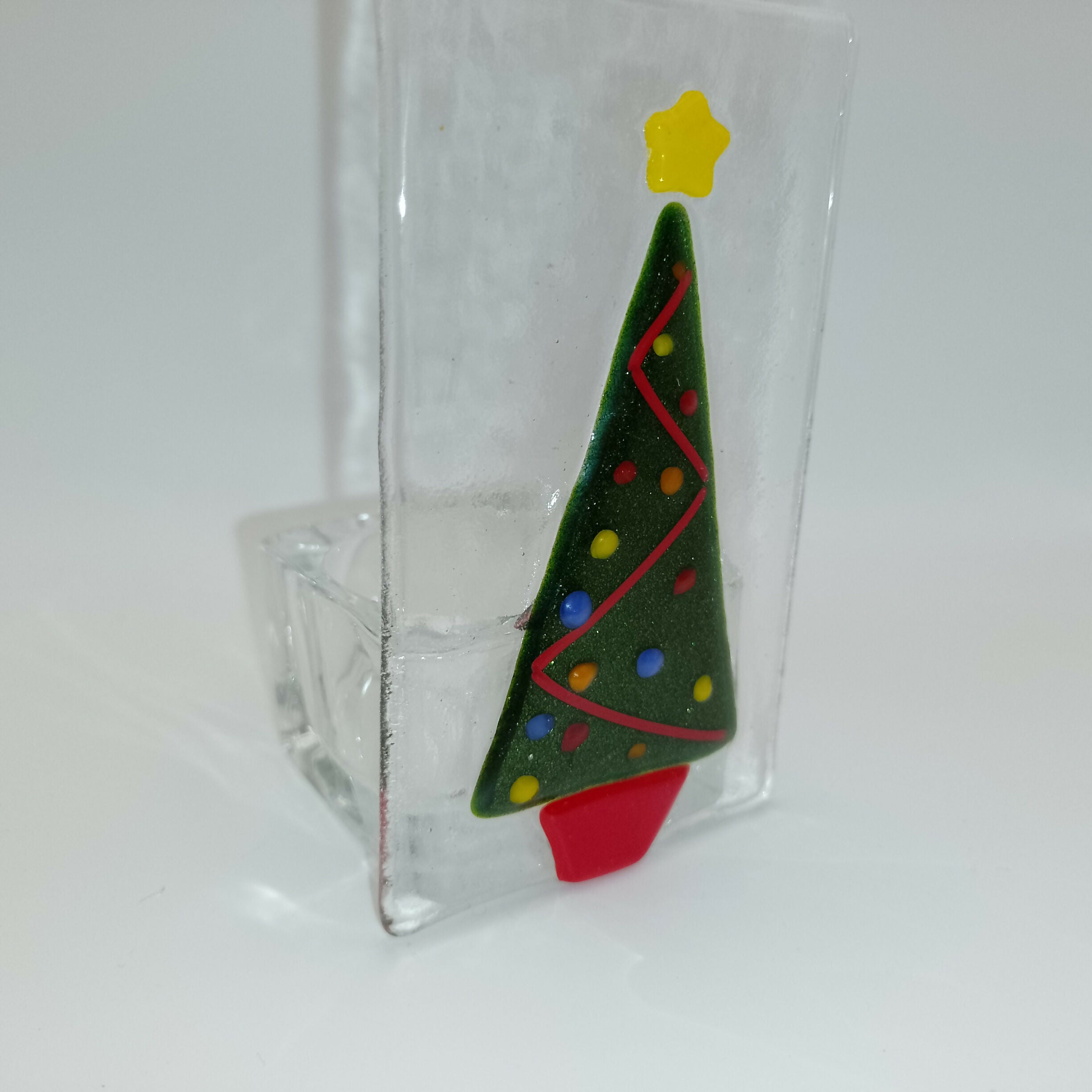 Fused Glass Christmas Tree Tealight