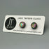 Rainbow Dichroic Fused Glass Sterling Silver Stud Earrings - Handmade by Jade Tapson Glass.