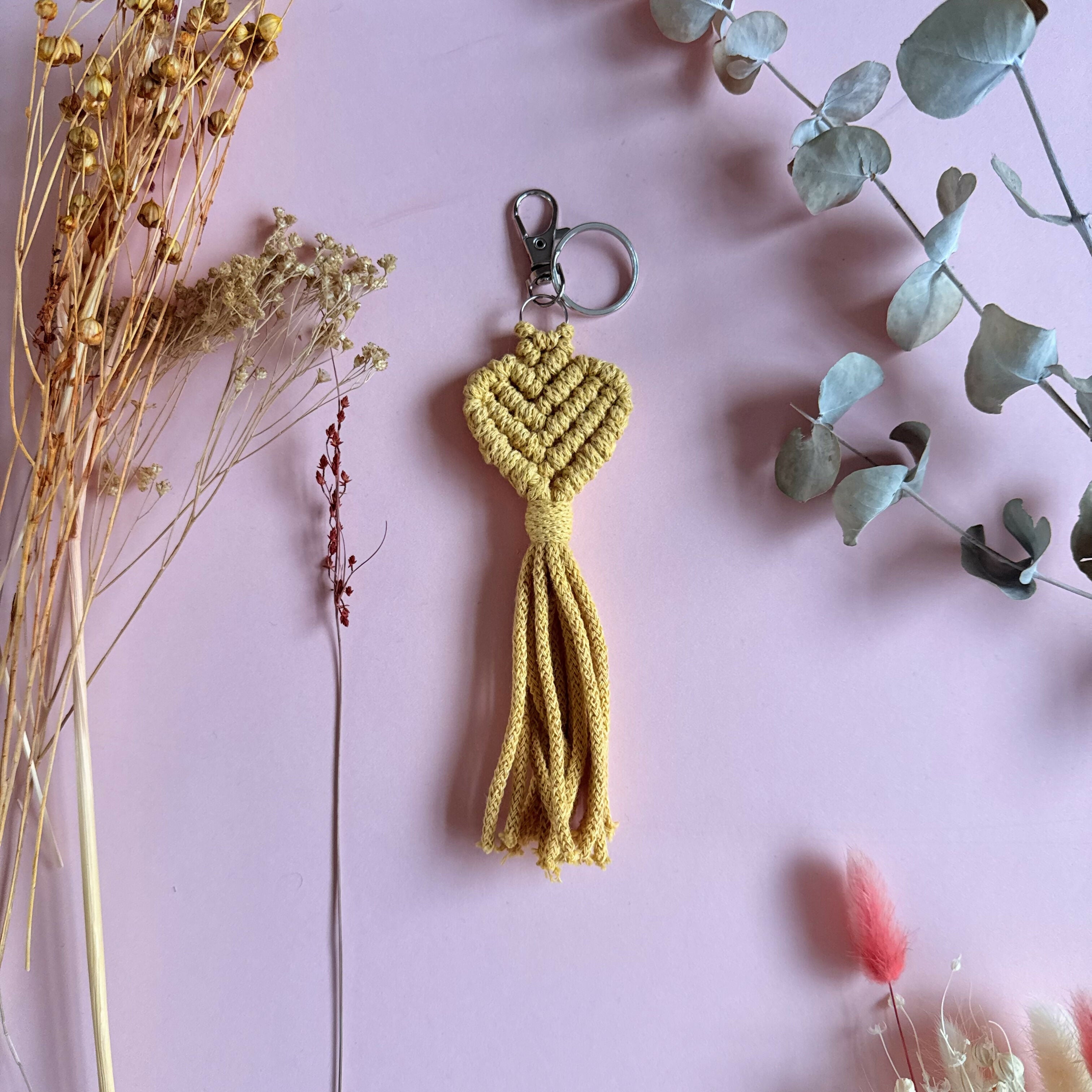 Macrame Heart Keyring