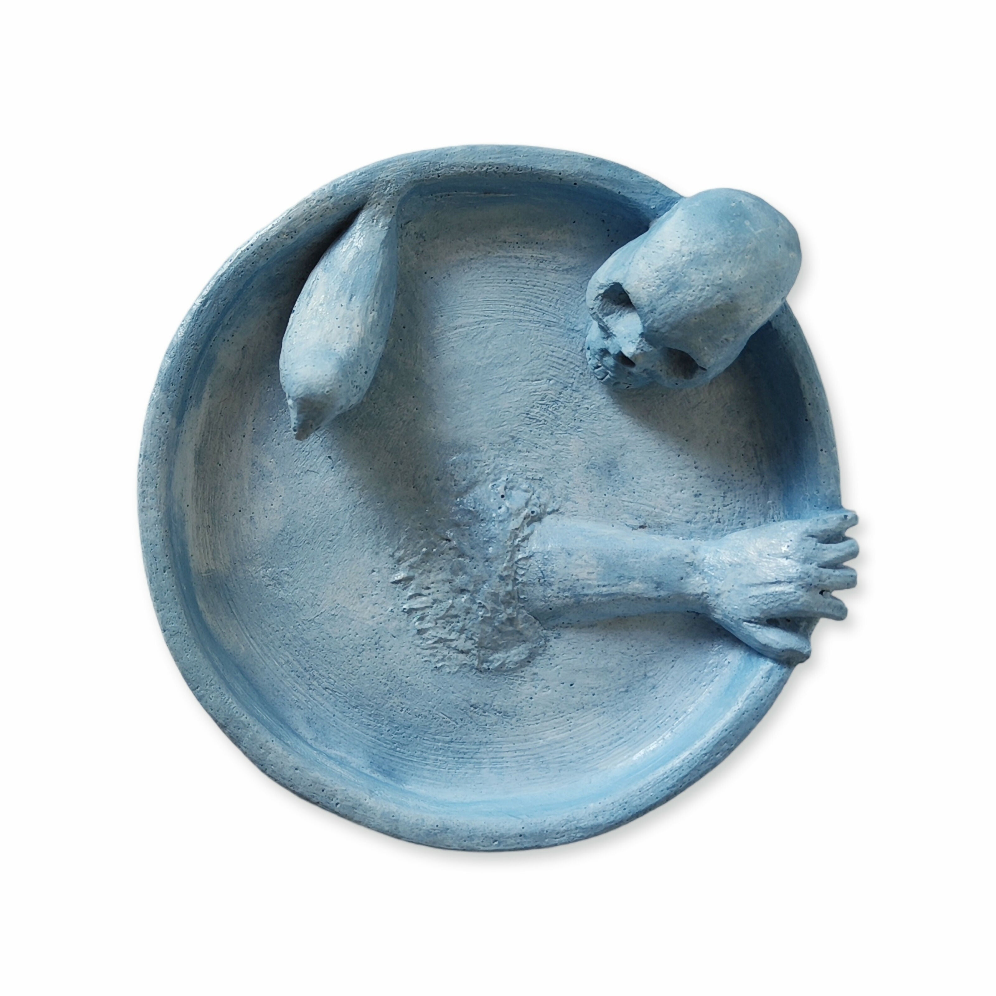 Hand-Sculpted Trinket Dish / Skull, Raven, Hand Sculpture