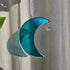 Iridescent Blue Crescent Moon Stained Glass Suncatcher