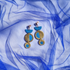 Three Tiered Gold and Blue Inlay Earrings