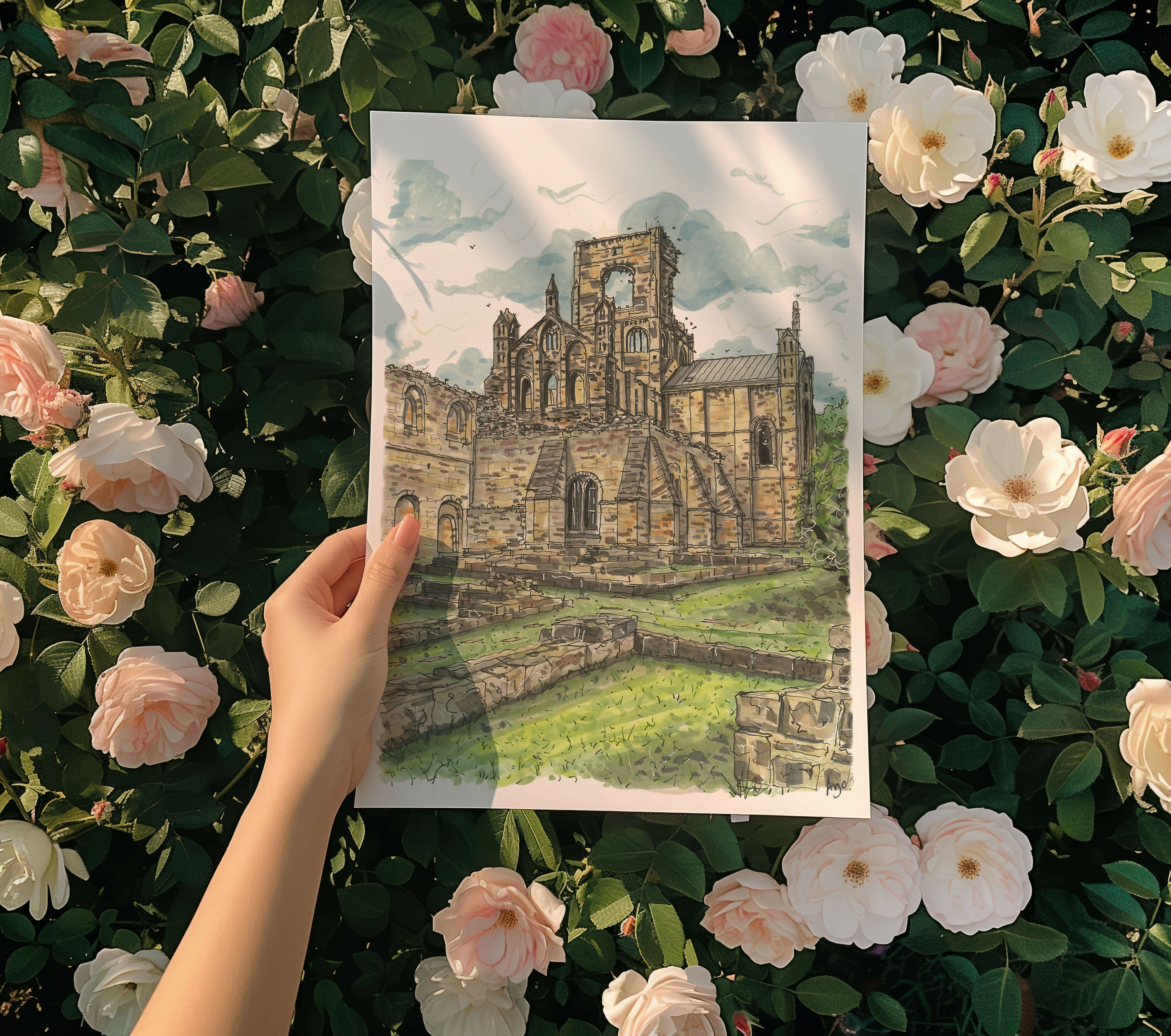 KIRKSTALL ABBEY LEEDS PRINT