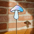 Iridescent Blue Mushroom Stained Glass Plantstake