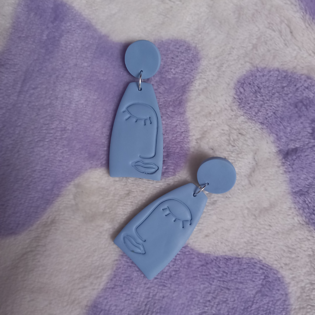 Polymer Clay Abstract Face Dangle Earrings