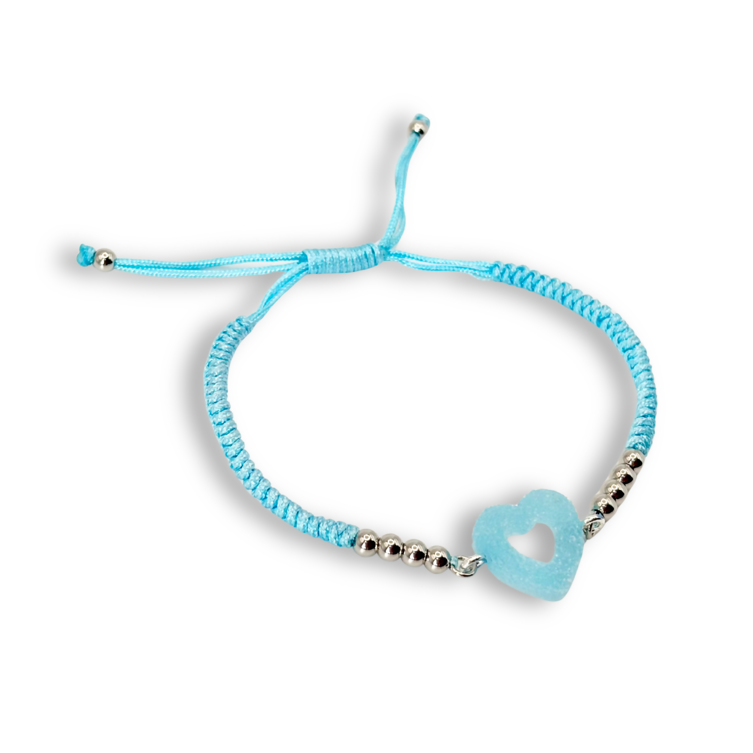 Sugar Coated, Sweetheart Macramé Bracelet in Bubblegum Blue