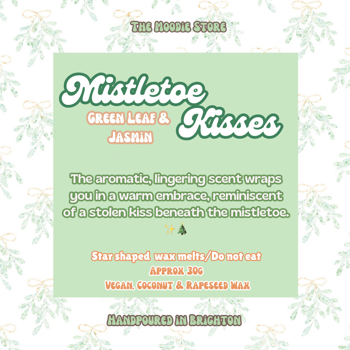 Mistletoe Kisses - Green Leaf & Cedar Fragranced Star Wax Melts