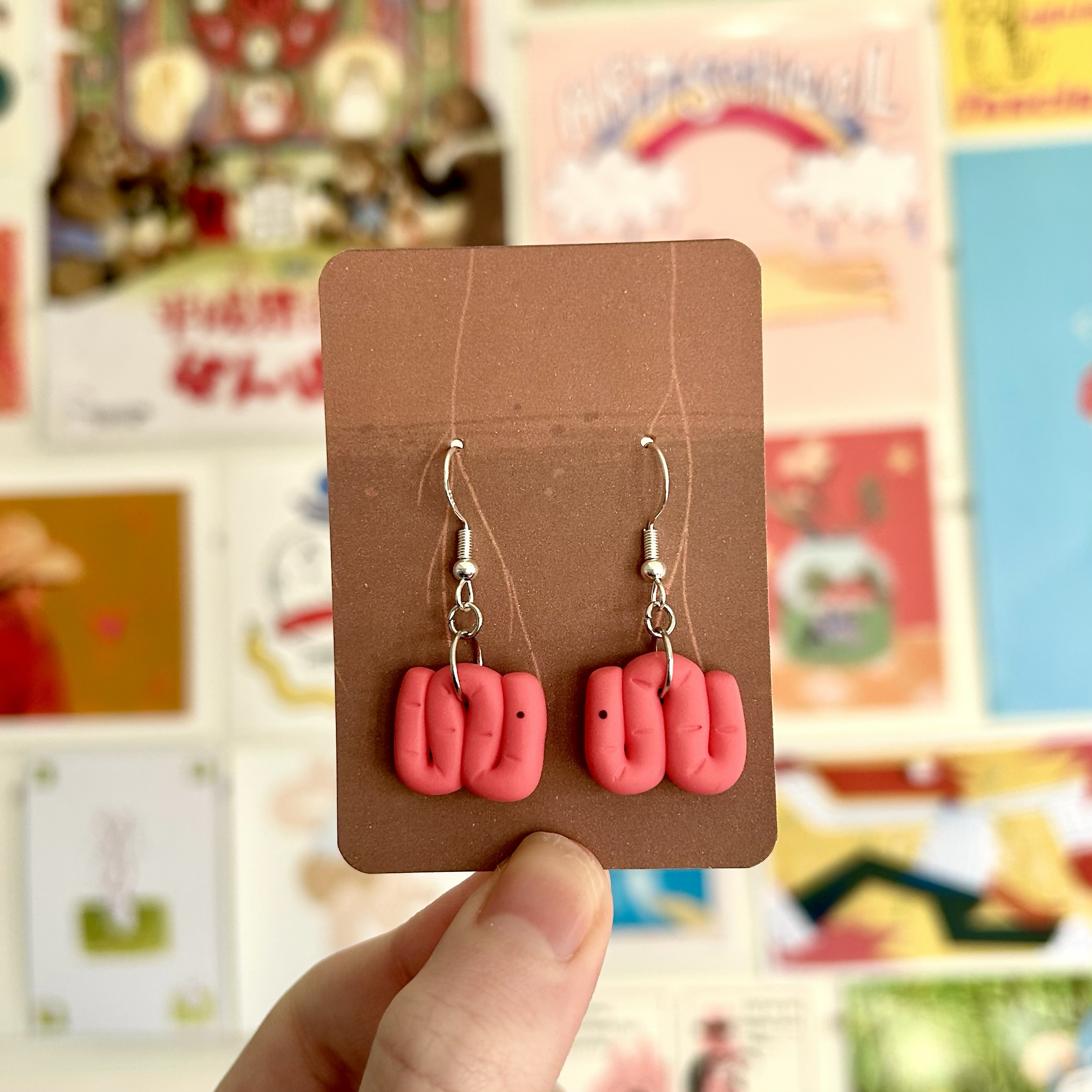 Silver Hypoallergenic Fish Hook Worm Earrings