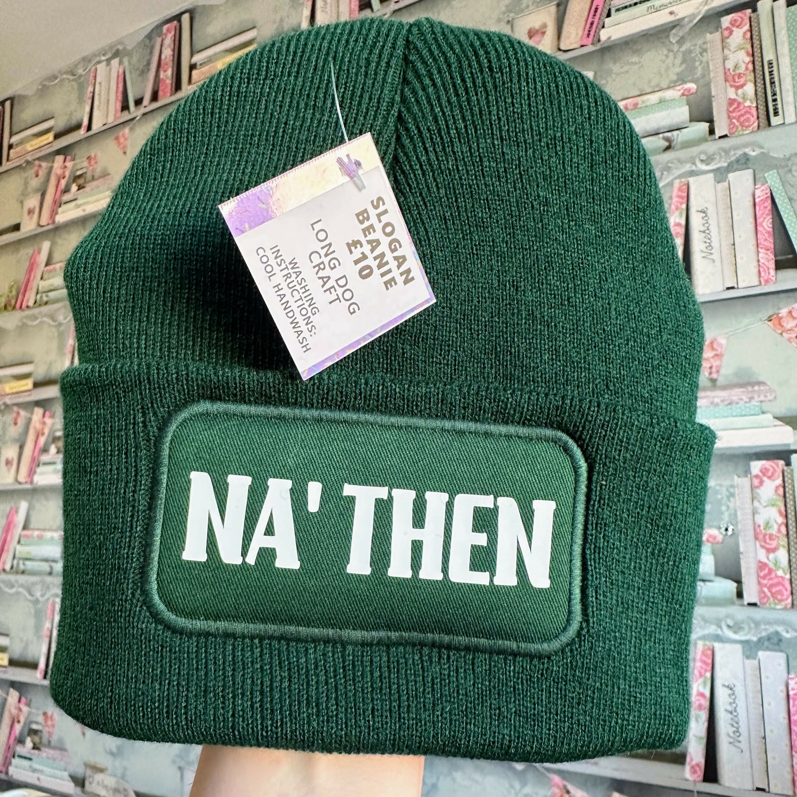 Na' Then Cuffed Rectangular Patch Beanie Hat