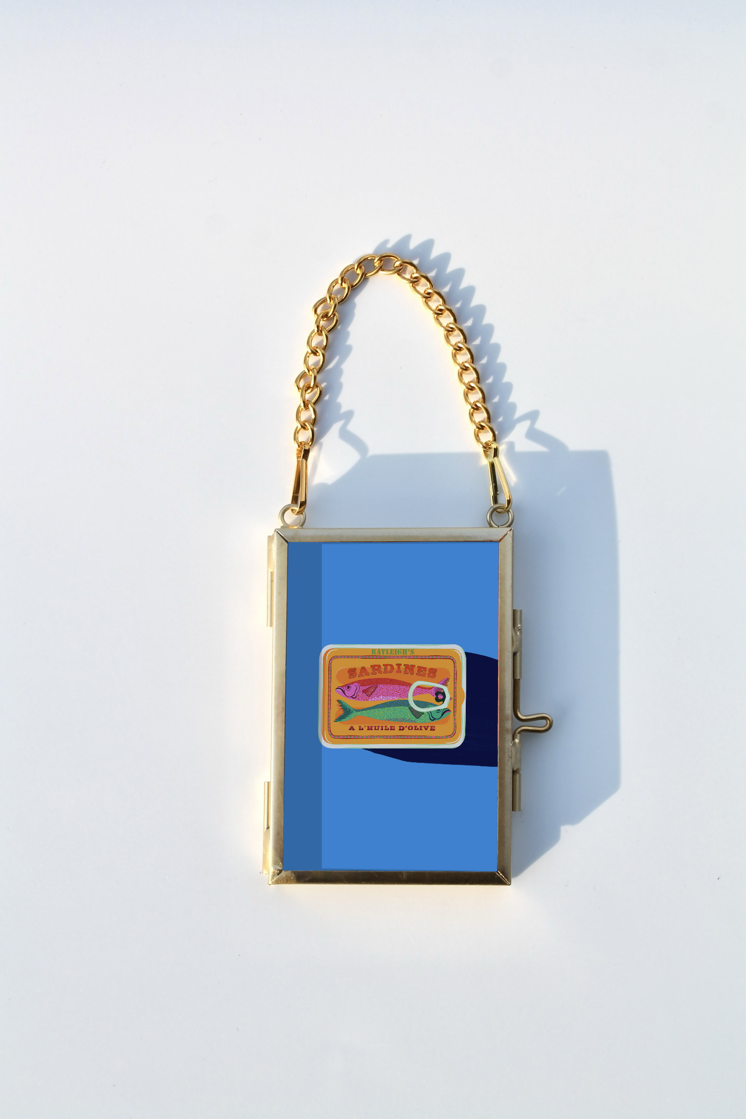 Gold Glass Mini Framed Sardine Art