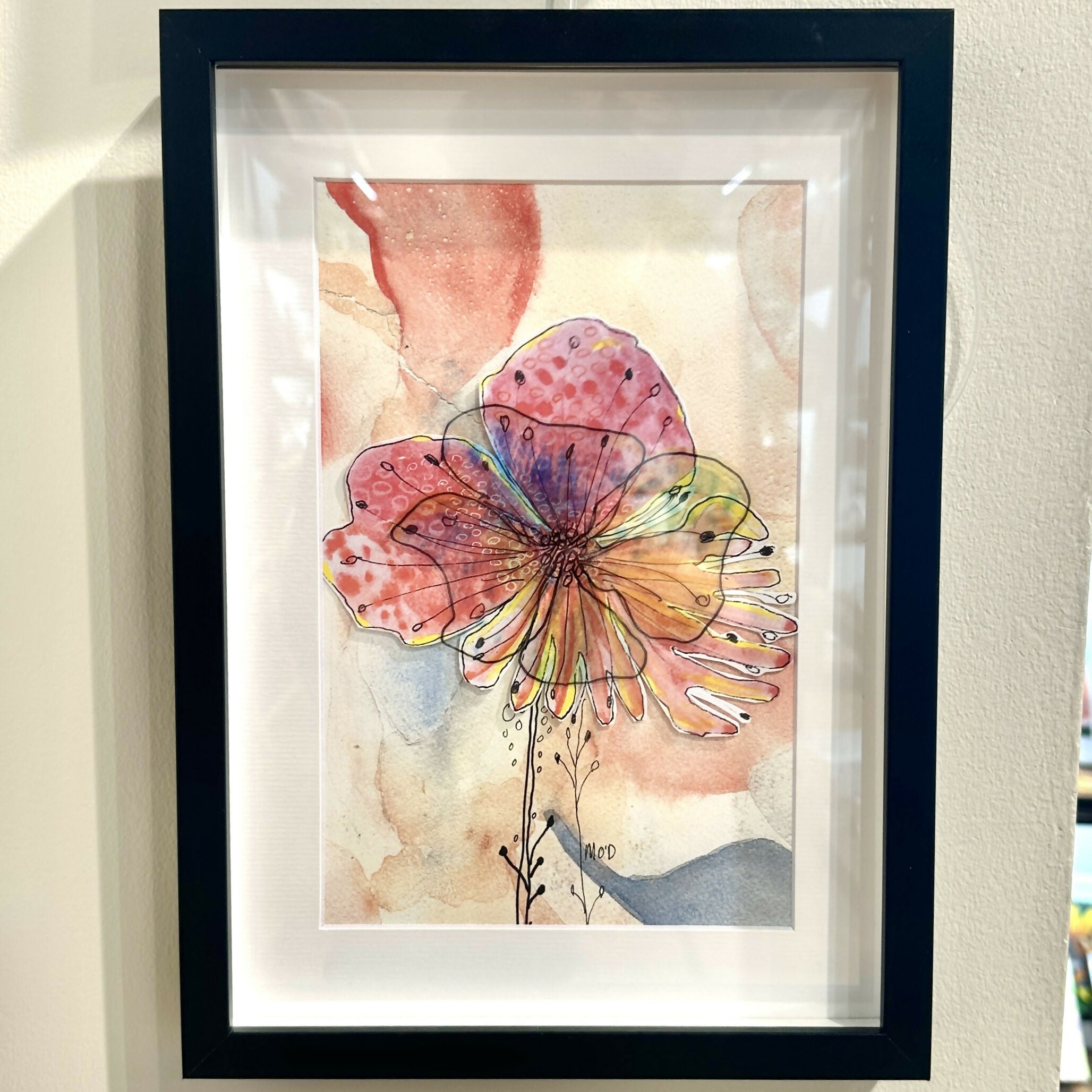 Watercolour Botanical A4 Framed (Black)