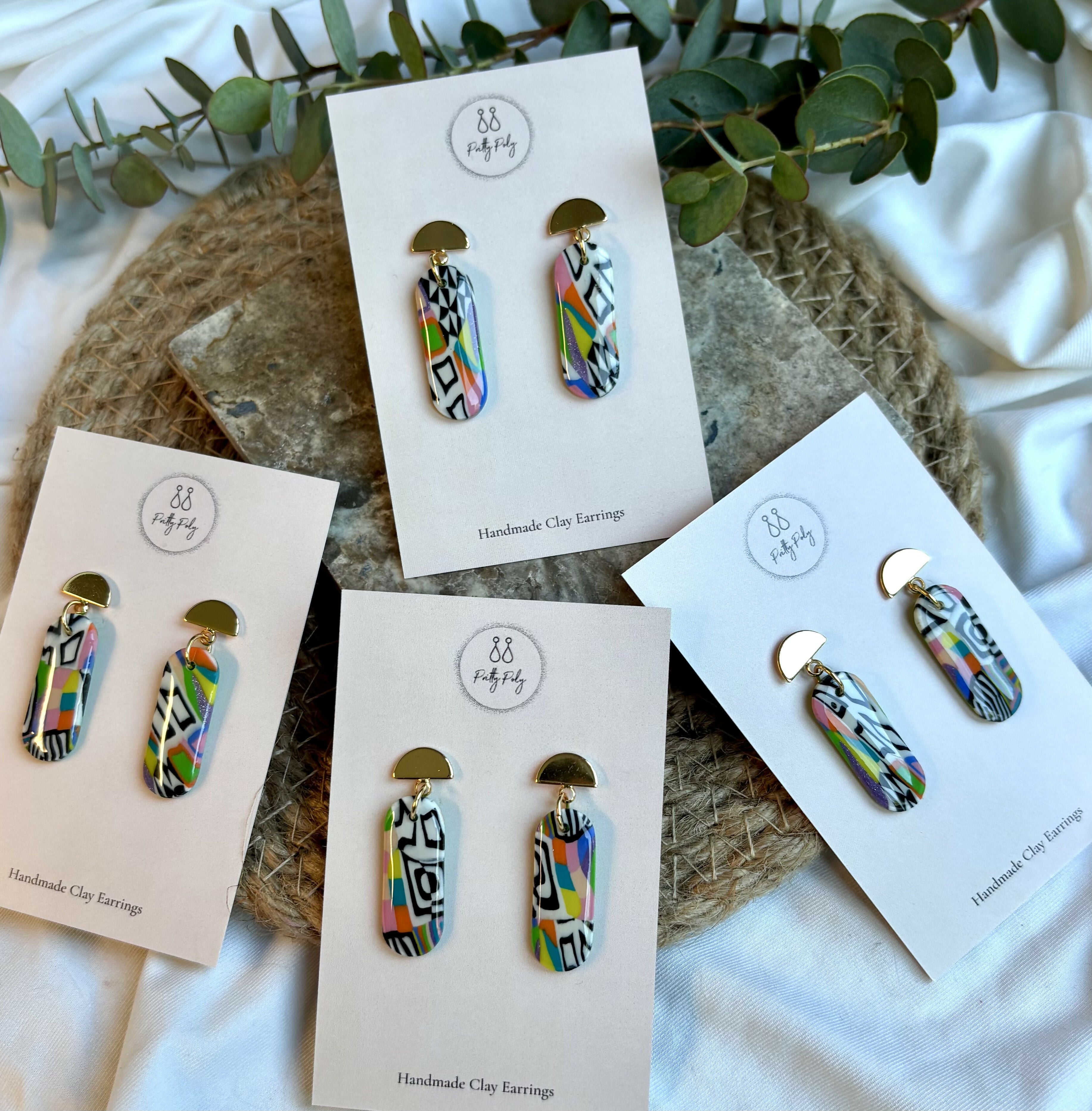 Funky Pattern Collection - Medium Dangles Polymer Clay Earrings