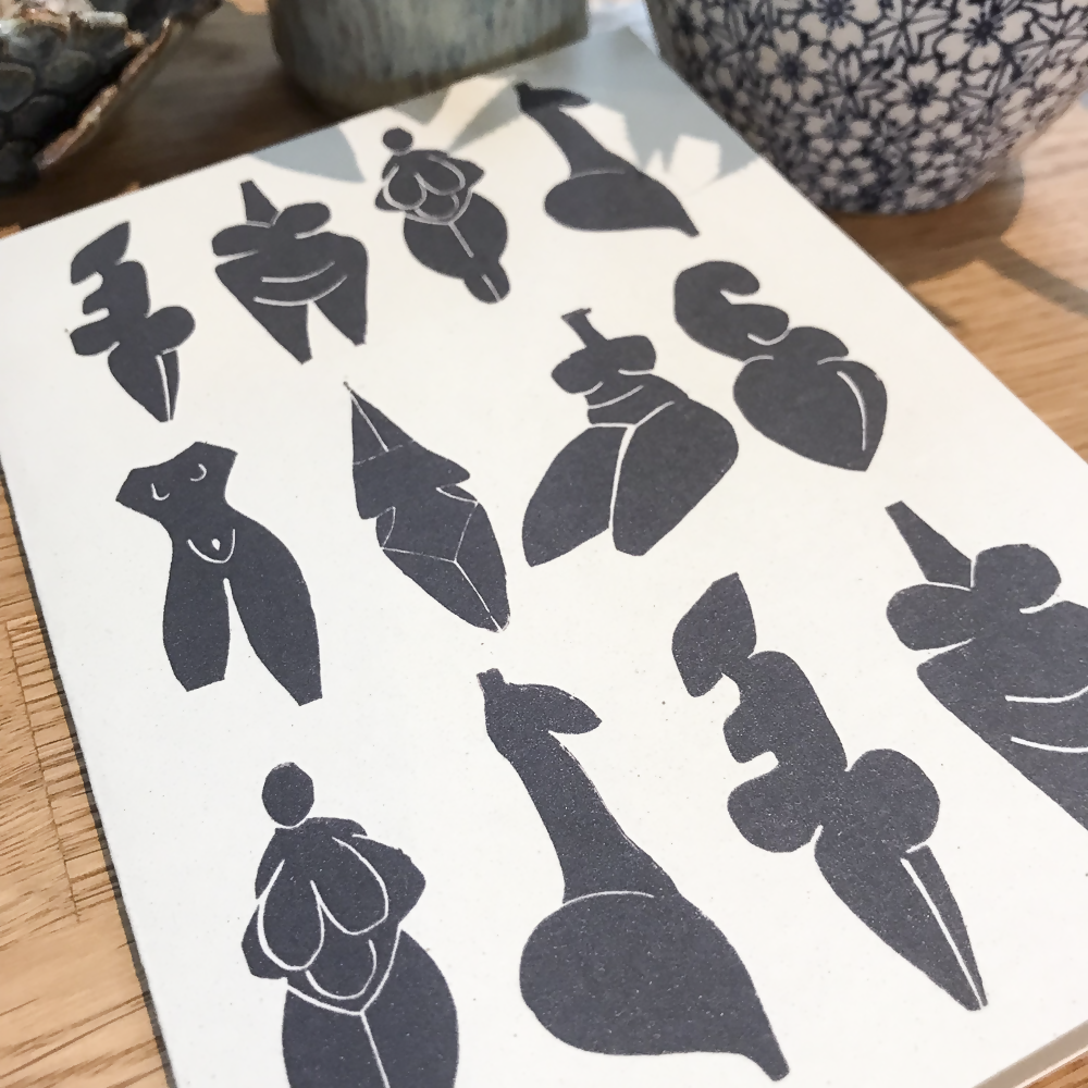 DANCING GODDESSES II LINOCUT GREETING CARD