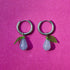 Lilac Beaded Leaf Stainless Steel Huggie Hoop Earrings