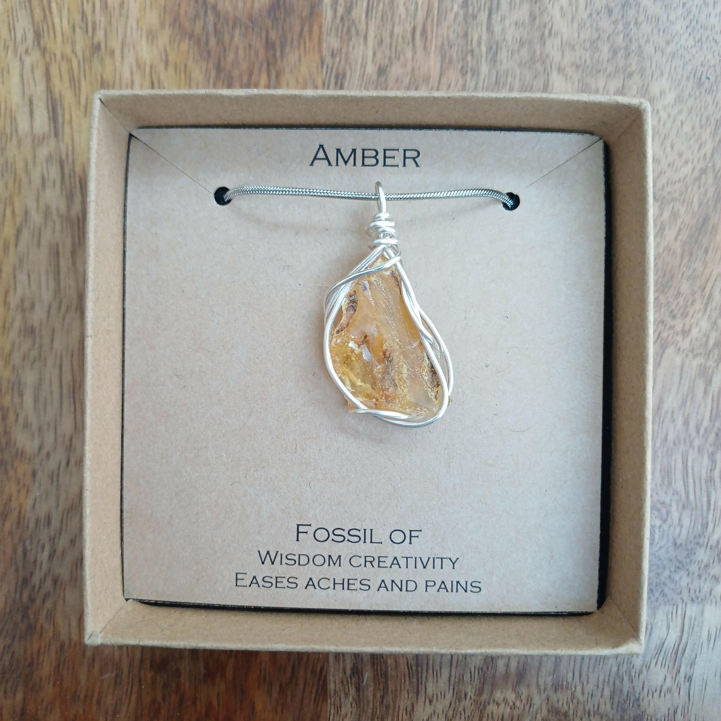 Raw Amber Wire Wrapped Pendant