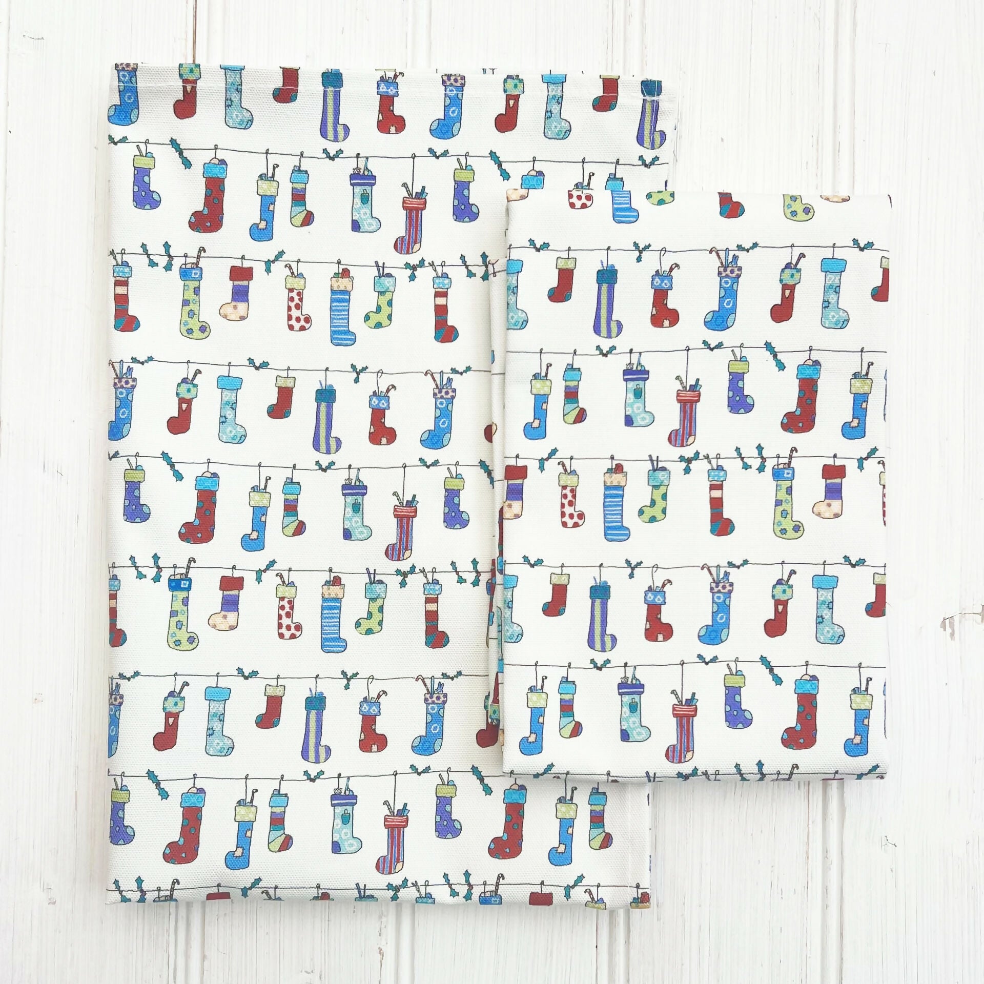 Christmas Organic Cotton Tea Towel - Stockings