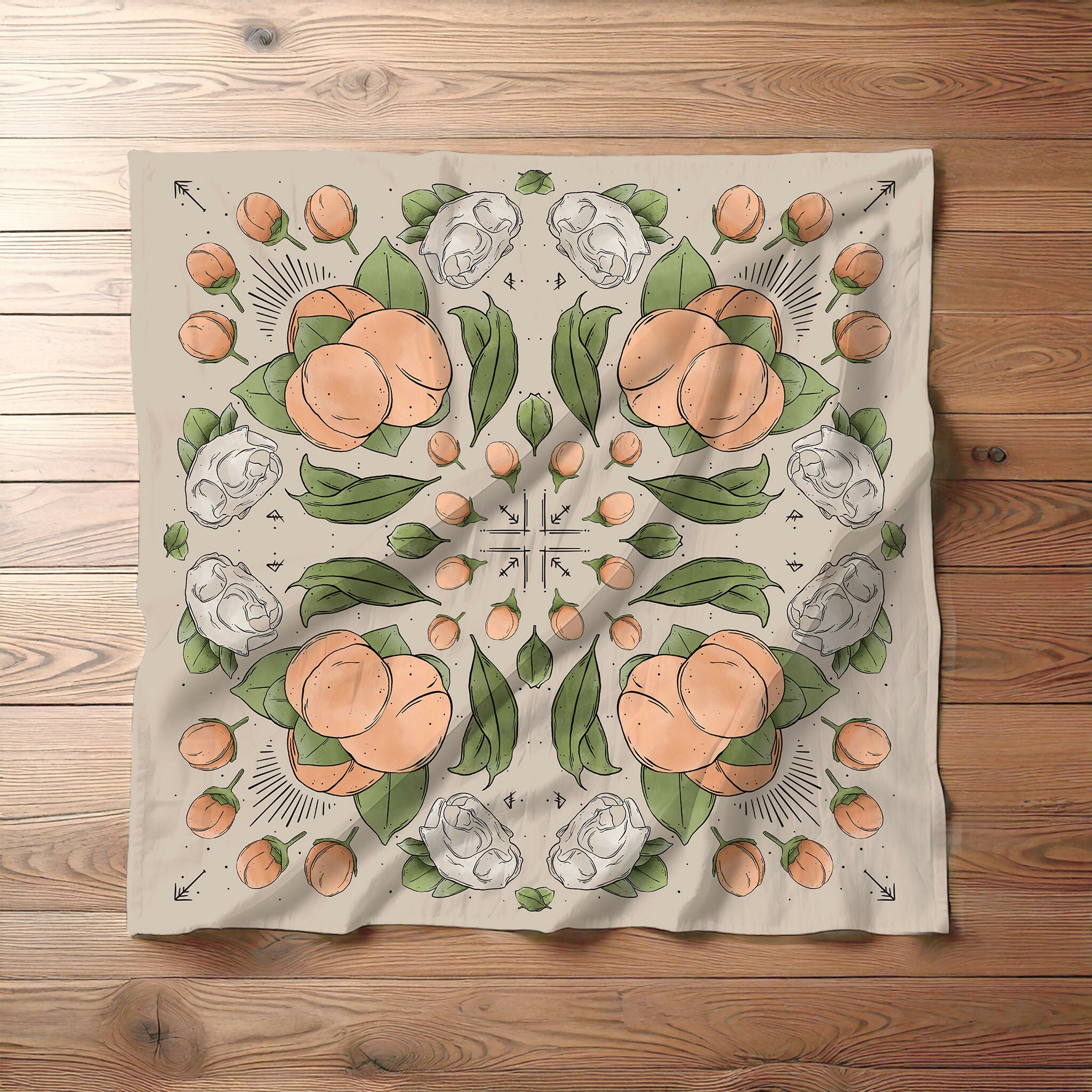Peachy Bones Tiles Bandana