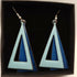 Double Dark and Light Blue Triangle Enamel Earrings