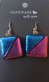 Fused Dichroic Glass Earrings in Pink and Blue With Sterling Silver Hooks