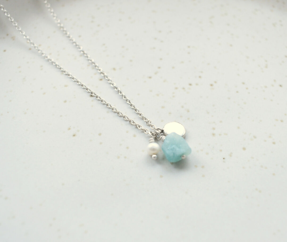 Sterling Silver, Amazonite And Freshwater Pearl Necklace